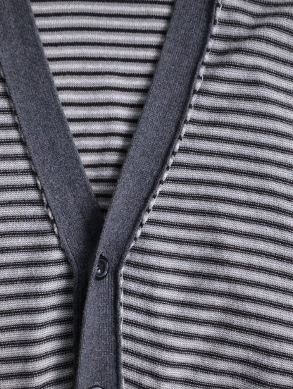 Calvin Klein Jens border cotton cardigan gray-black