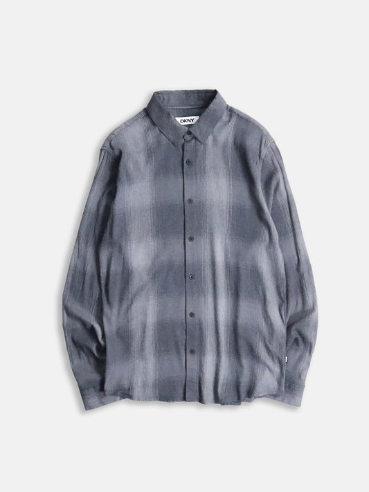DKNY cotton viscose checked shirt black-gray