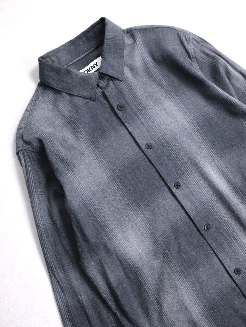 DKNY cotton viscose checked shirt black-gray