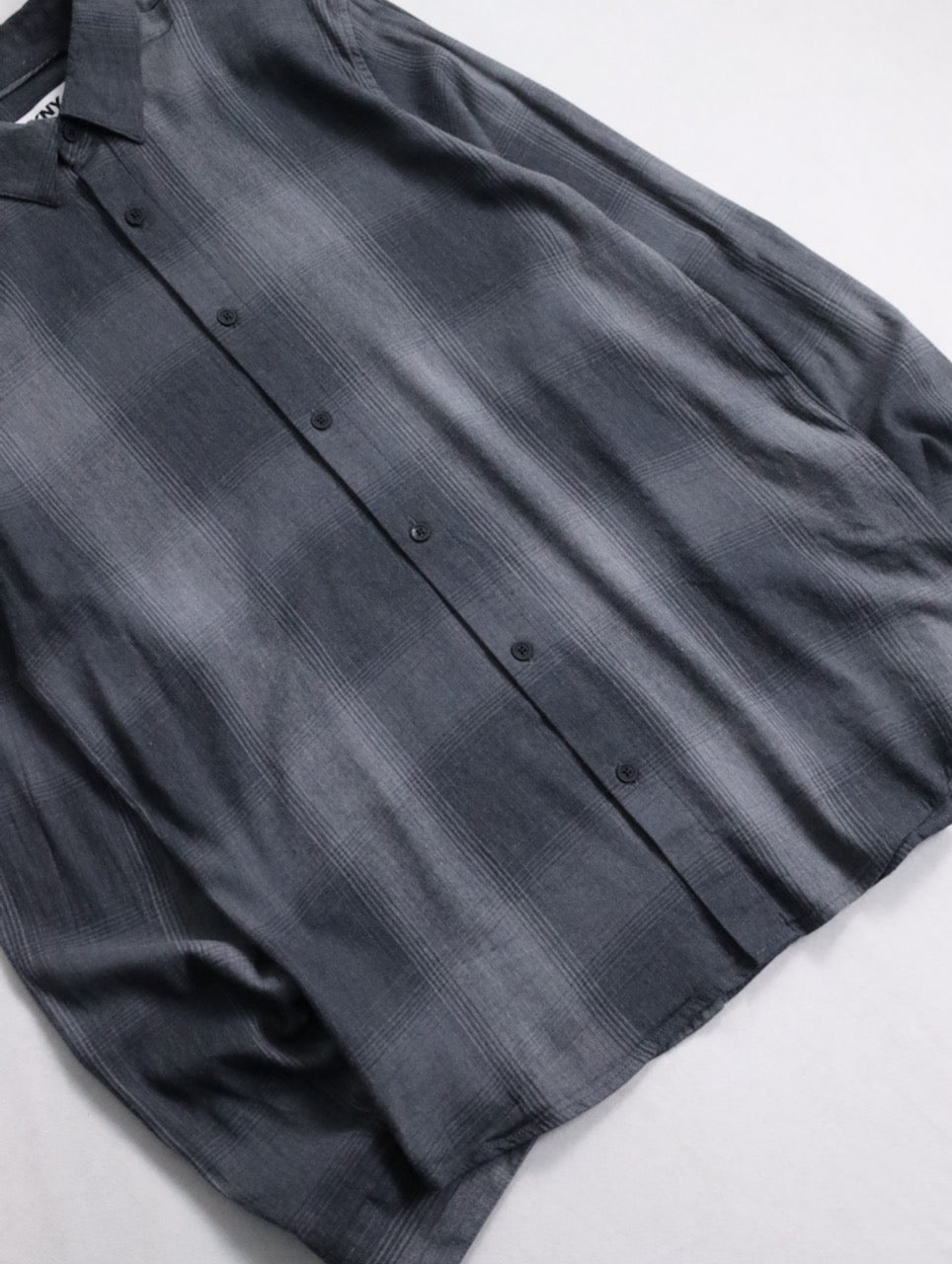 DKNY cotton viscose checked shirt black-gray