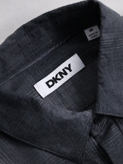 DKNY cotton viscose checked shirt black-gray