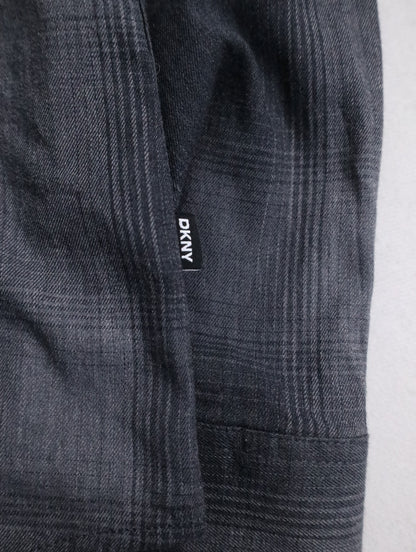 DKNY cotton viscose checked shirt black-gray