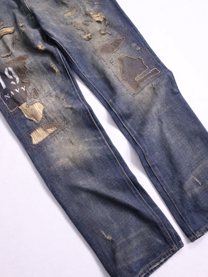 Polo Ralph Lauren patched denim pants blue