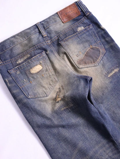 Polo Ralph Lauren patched denim pants blue