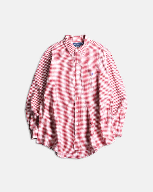 Ralph Lauren linen gingham check shirt red-white