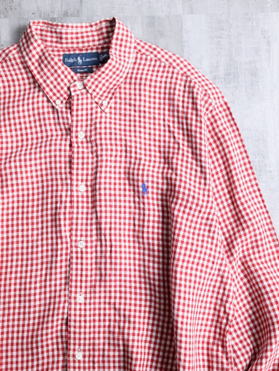 Ralph Lauren linen gingham check shirt red-white