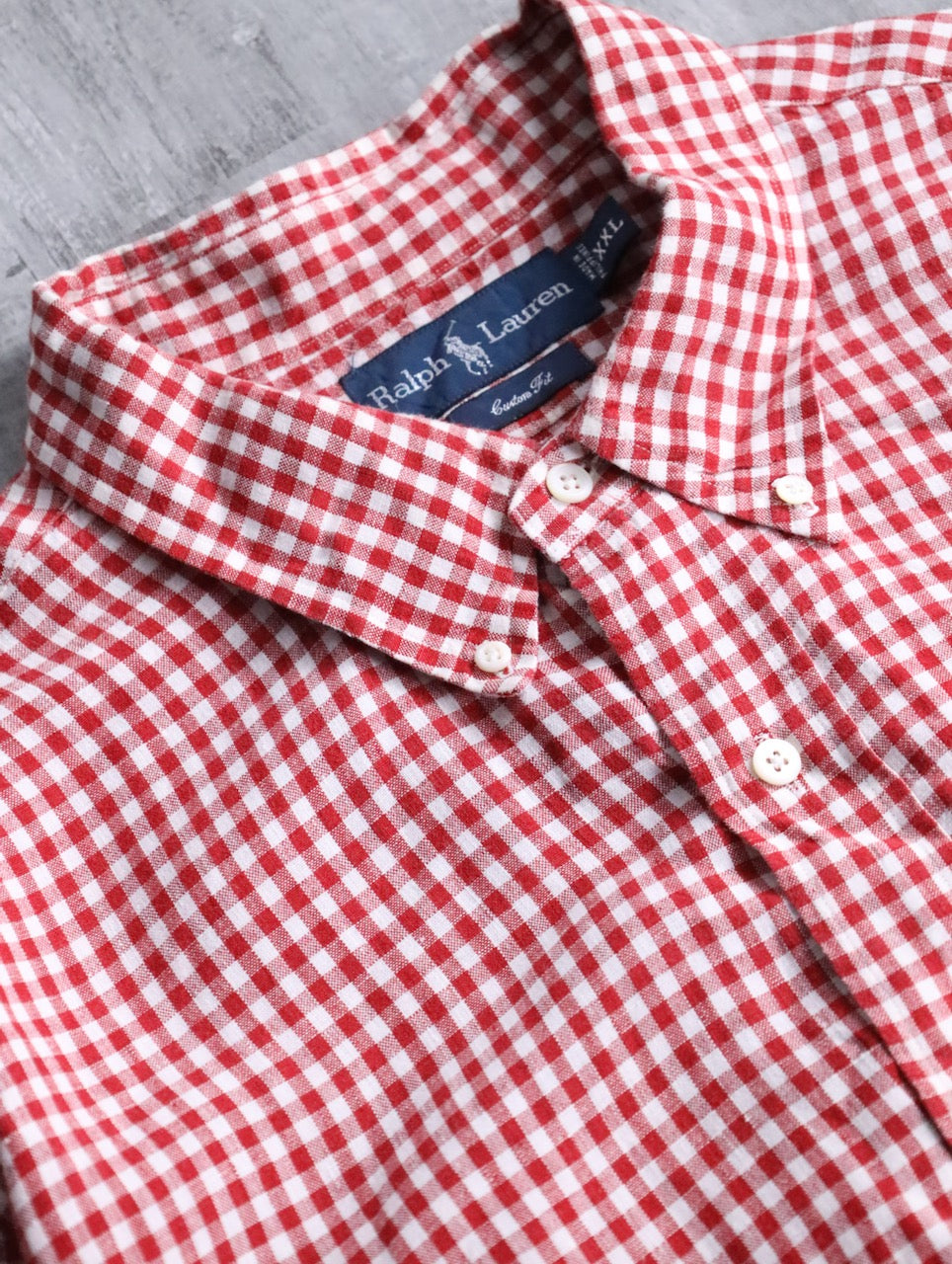 Ralph Lauren linen gingham check shirt red-white