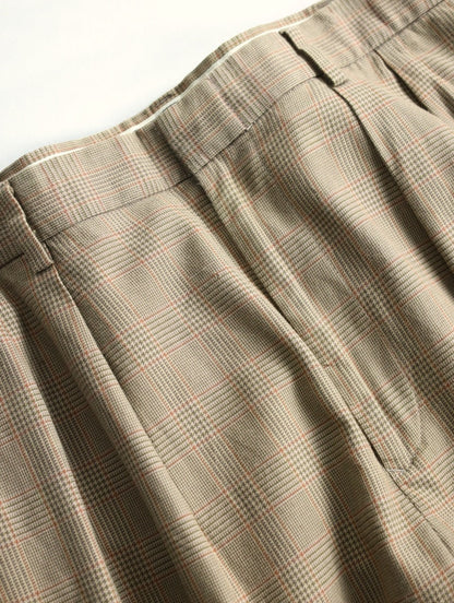 Tommy Hilfiger 2tuck houndhooht check slacks brown beige