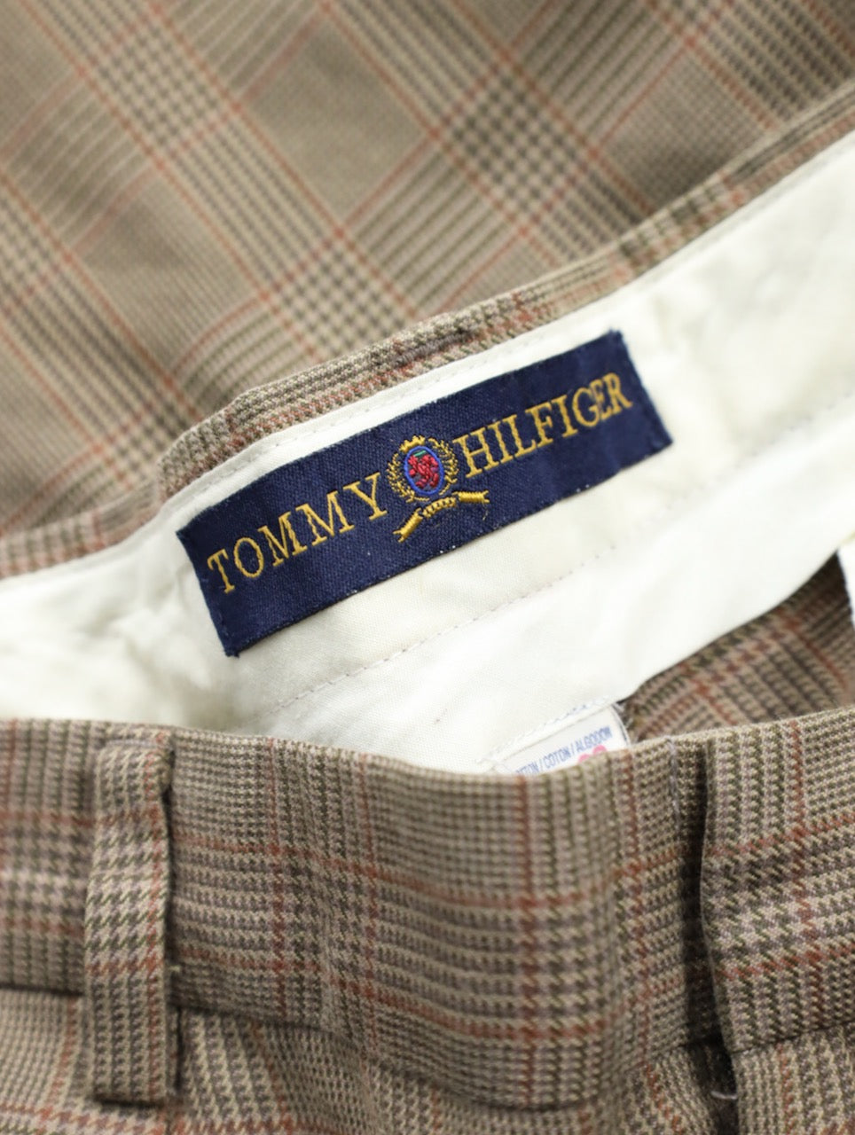 Tommy Hilfiger 2tuck houndhooht check slacks brown beige