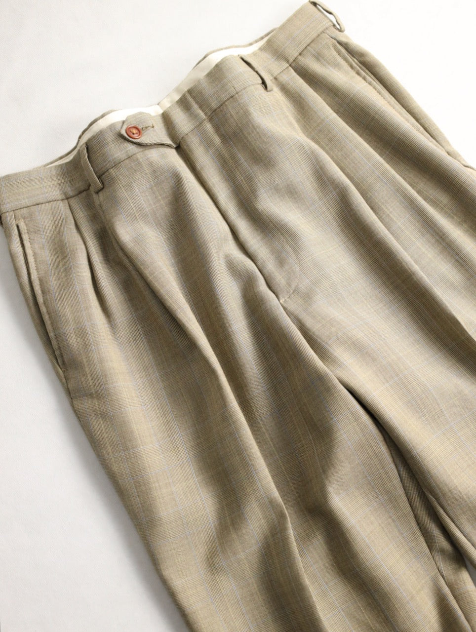 NAUTICA 2tuck check slacks beige-blue
