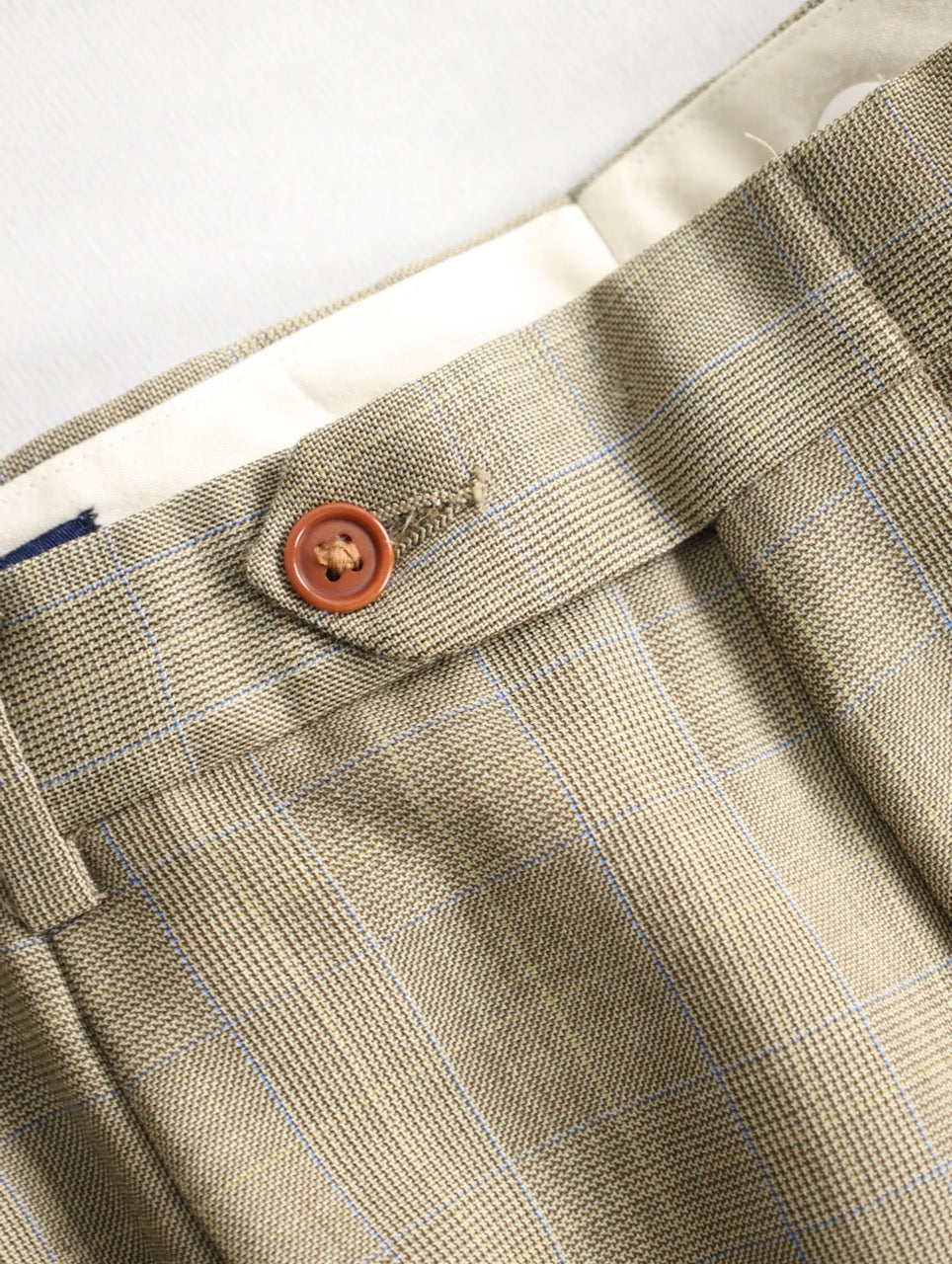 NAUTICA 2tuck check slacks beige-blue