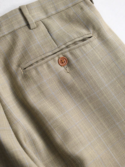 NAUTICA 2tuck check slacks beige-blue