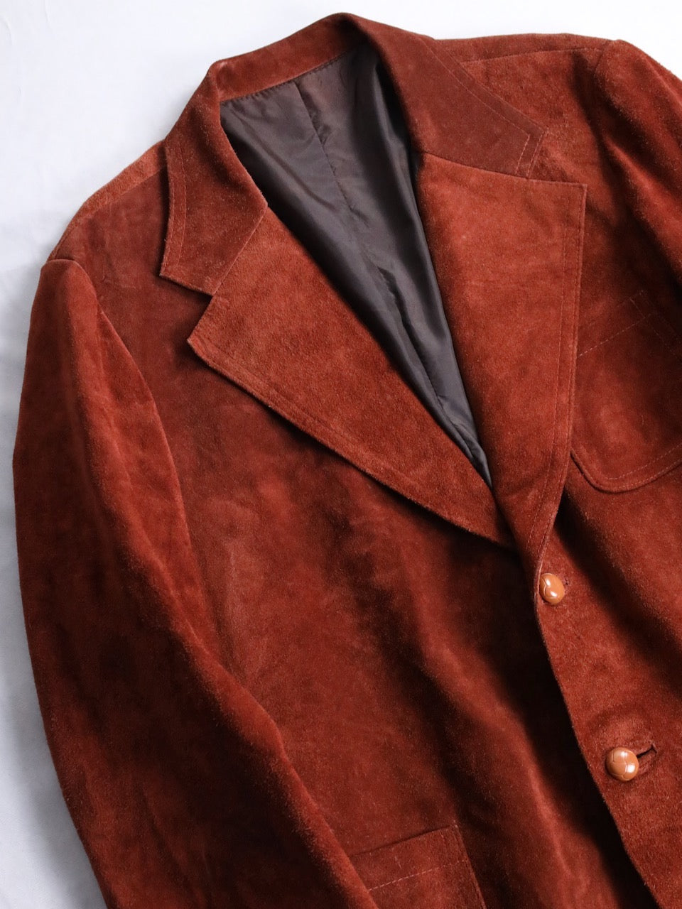 suede leather 2B single tailored jacket brown