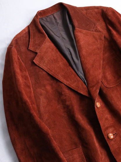 suede leather 2B single tailored jacket brown