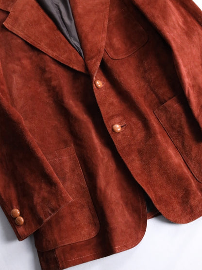 suede leather 2B single tailored jacket brown