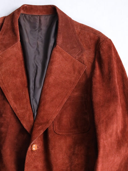 suede leather 2B single tailored jacket brown