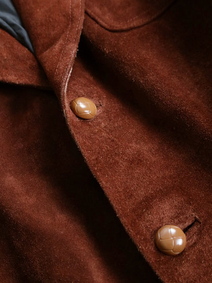 suede leather 2B single tailored jacket brown
