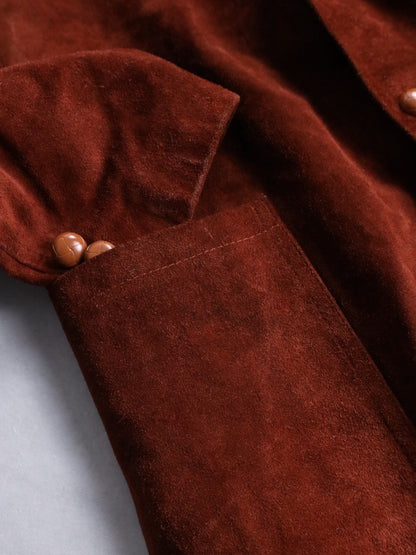 suede leather 2B single tailored jacket brown