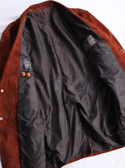 suede leather 2B single tailored jacket brown