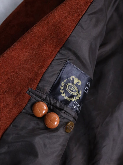 suede leather 2B single tailored jacket brown