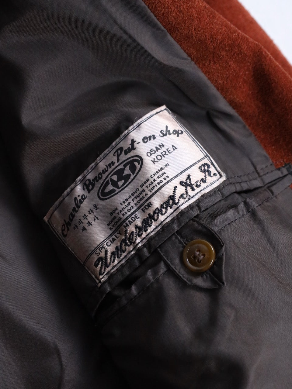 suede leather 2B single tailored jacket brown