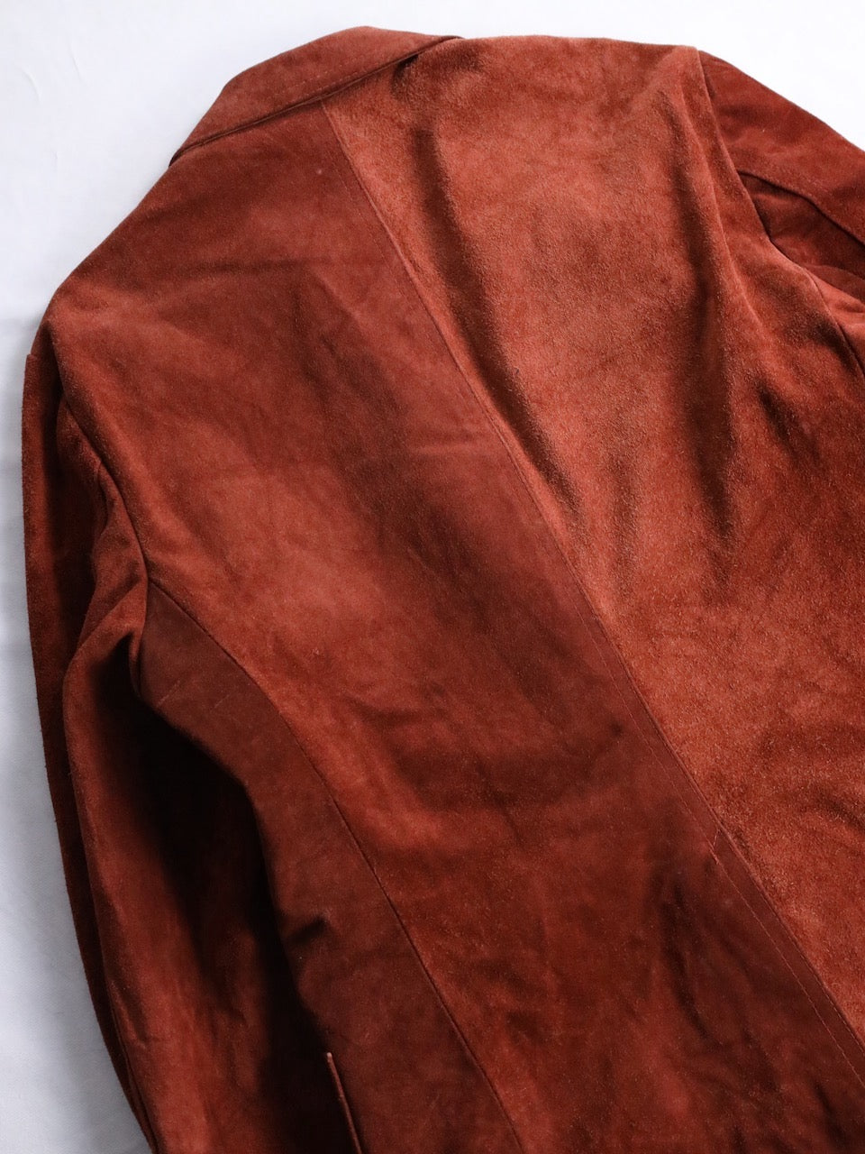 suede leather 2B single tailored jacket brown