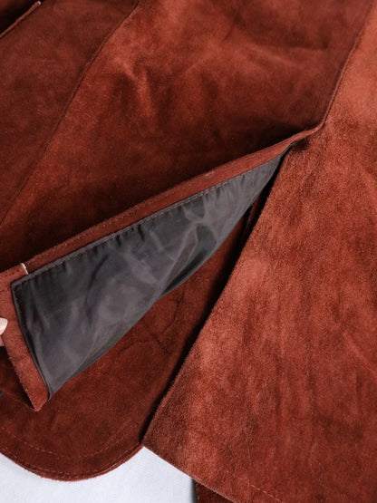 suede leather 2B single tailored jacket brown