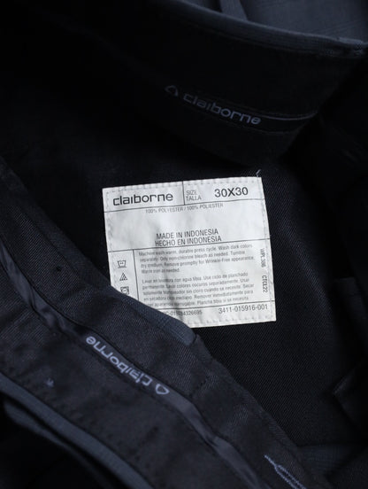 claiborne 2tuck check slacks darkgray