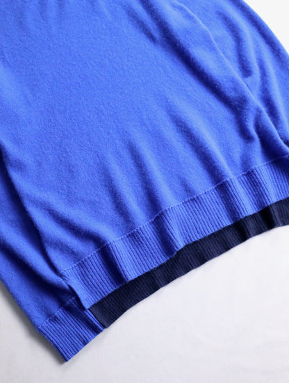 100% cashmere bicolor knit sweater blue-black