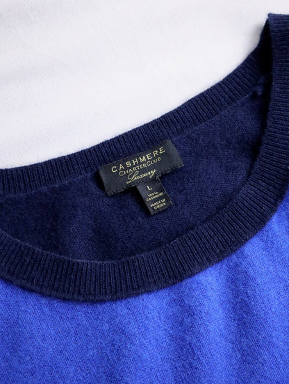 100% cashmere bicolor knit sweater blue-black