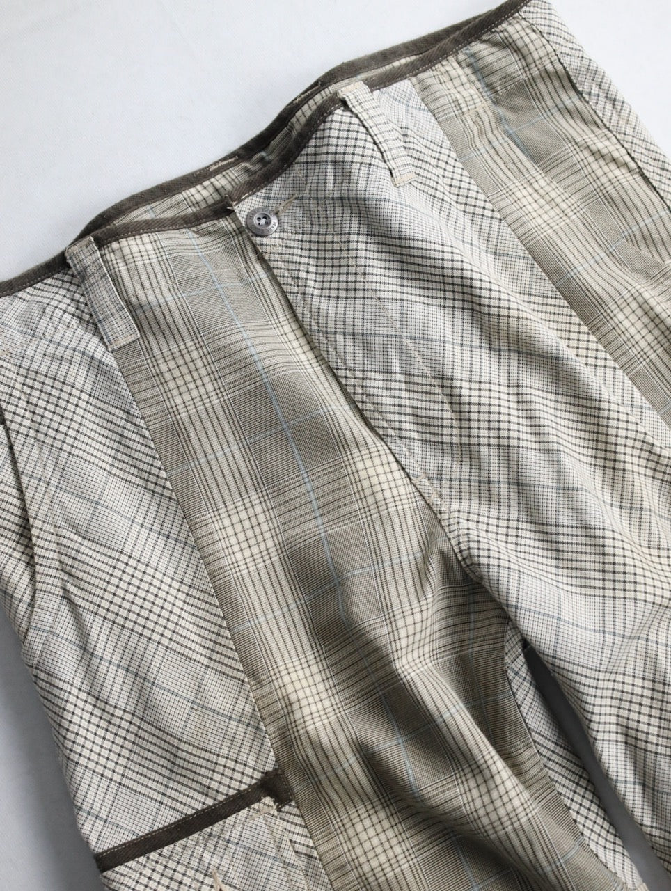 multi check cargo half pants white-brown-lihgtblue