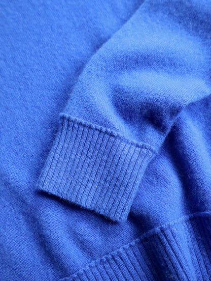 100% cashmere bicolor knit sweater blue-black