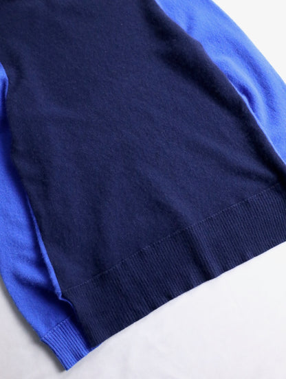 100% cashmere bicolor knit sweater blue-black