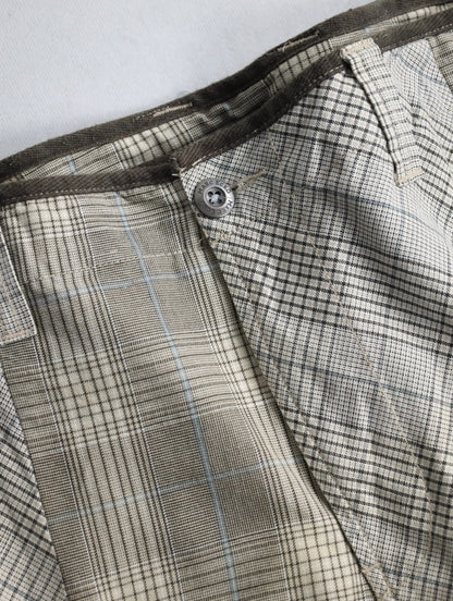multi check cargo half pants white-brown-lihgtblue