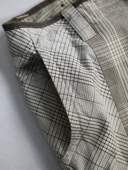 multi check cargo half pants white-brown-lihgtblue