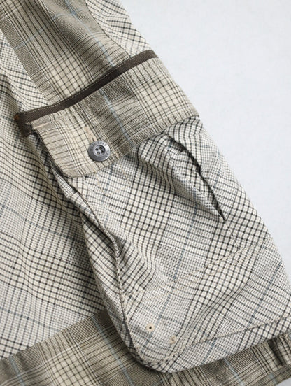 multi check cargo half pants white-brown-lihgtblue