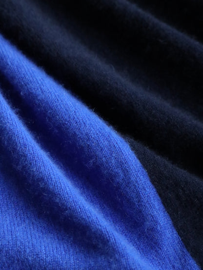 100% cashmere bicolor knit sweater blue-black