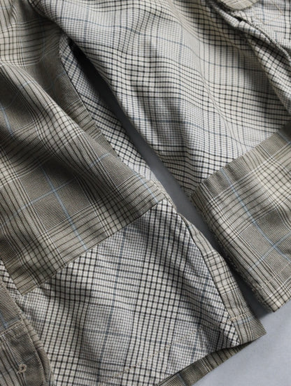 multi check cargo half pants white-brown-lihgtblue