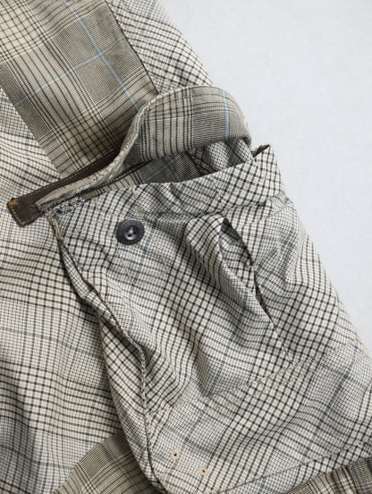 multi check cargo half pants white-brown-lihgtblue