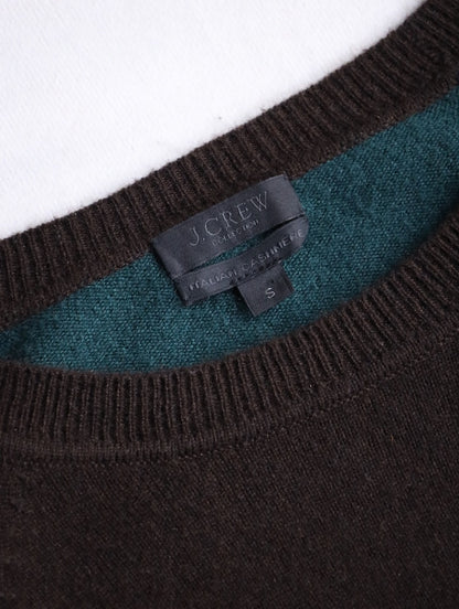 J.CREW 100% cashmere 3tone knit sweater brown-green-navy