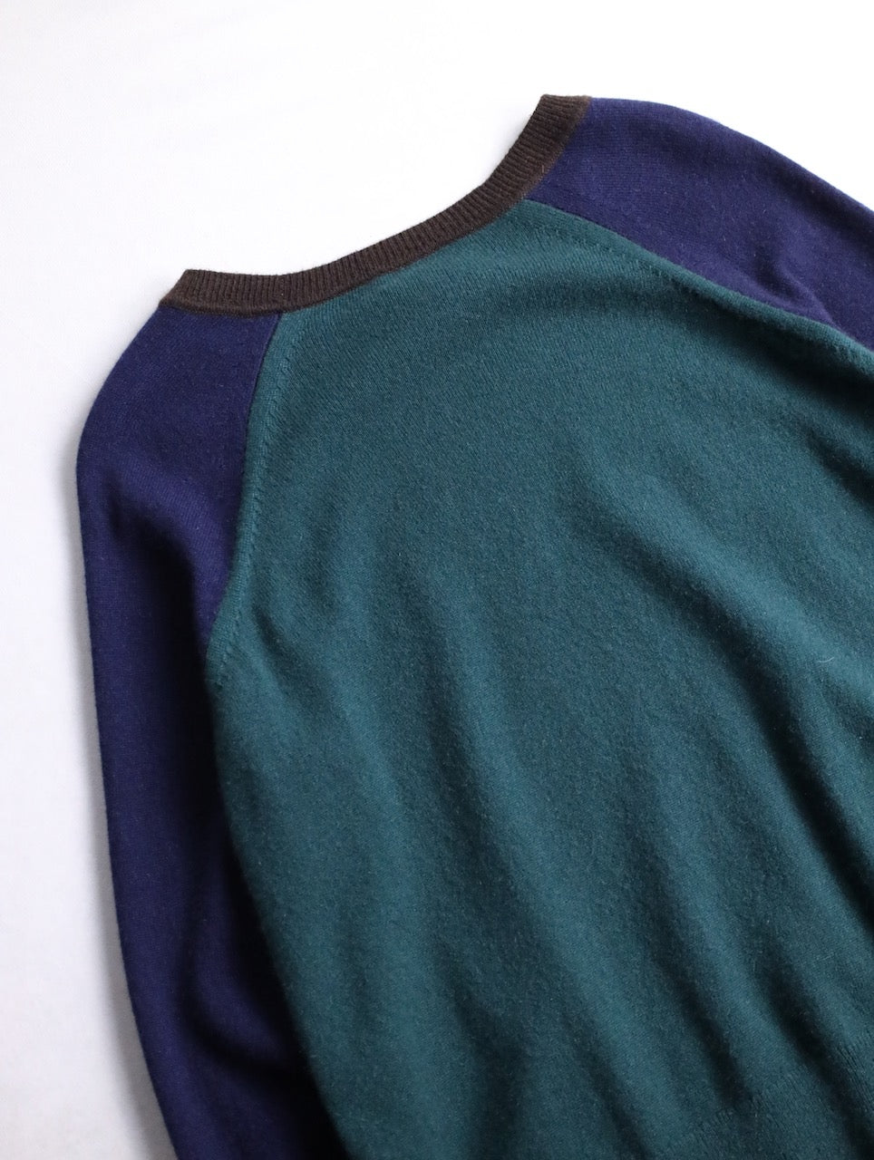 J.CREW 100% cashmere 3tone knit sweater brown-green-navy