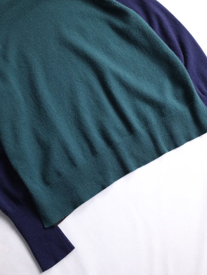 J.CREW 100% cashmere 3tone knit sweater brown-green-navy