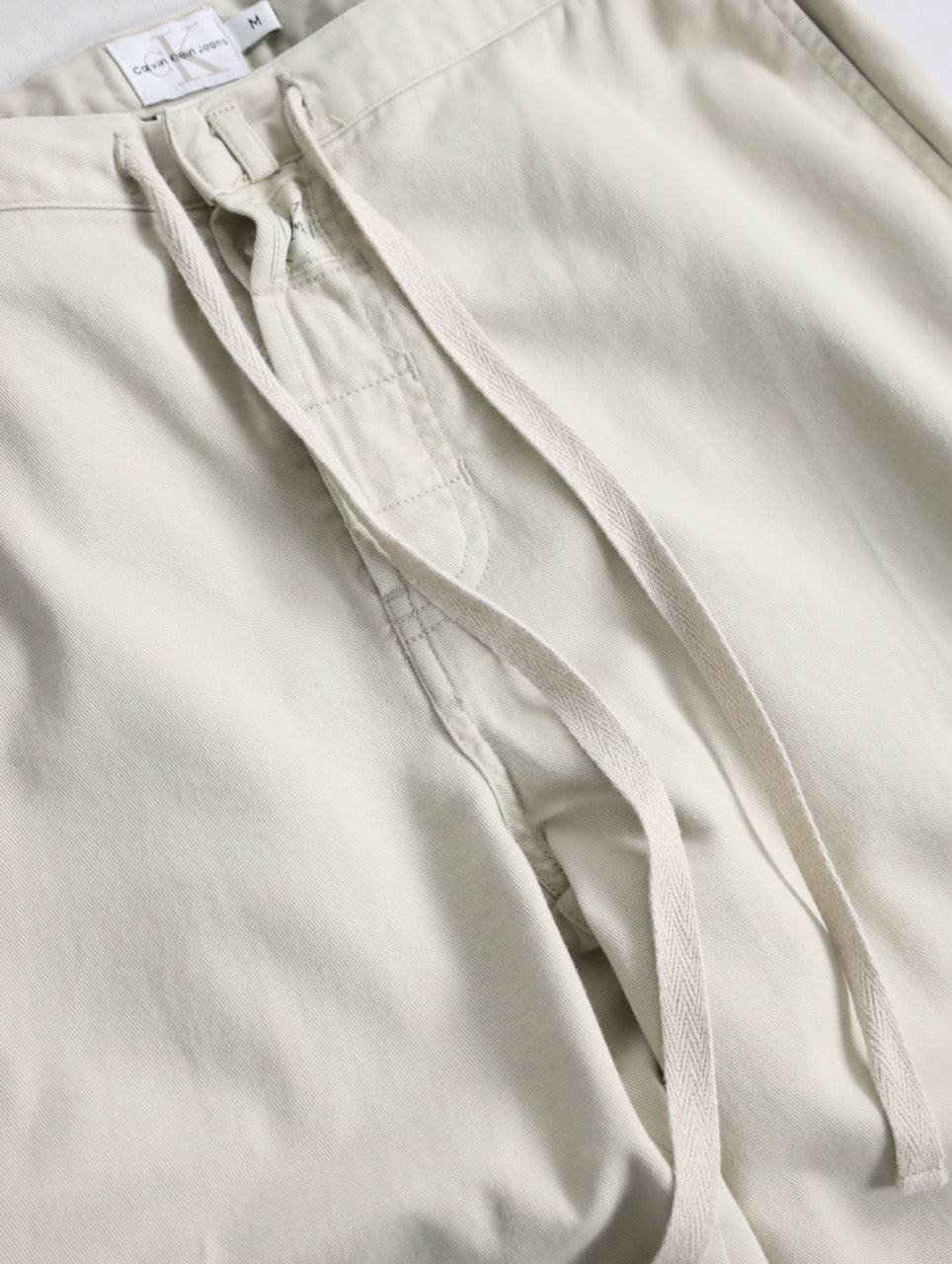 90-00s Calvin Klein cotton wide easy pants lihgtbeige