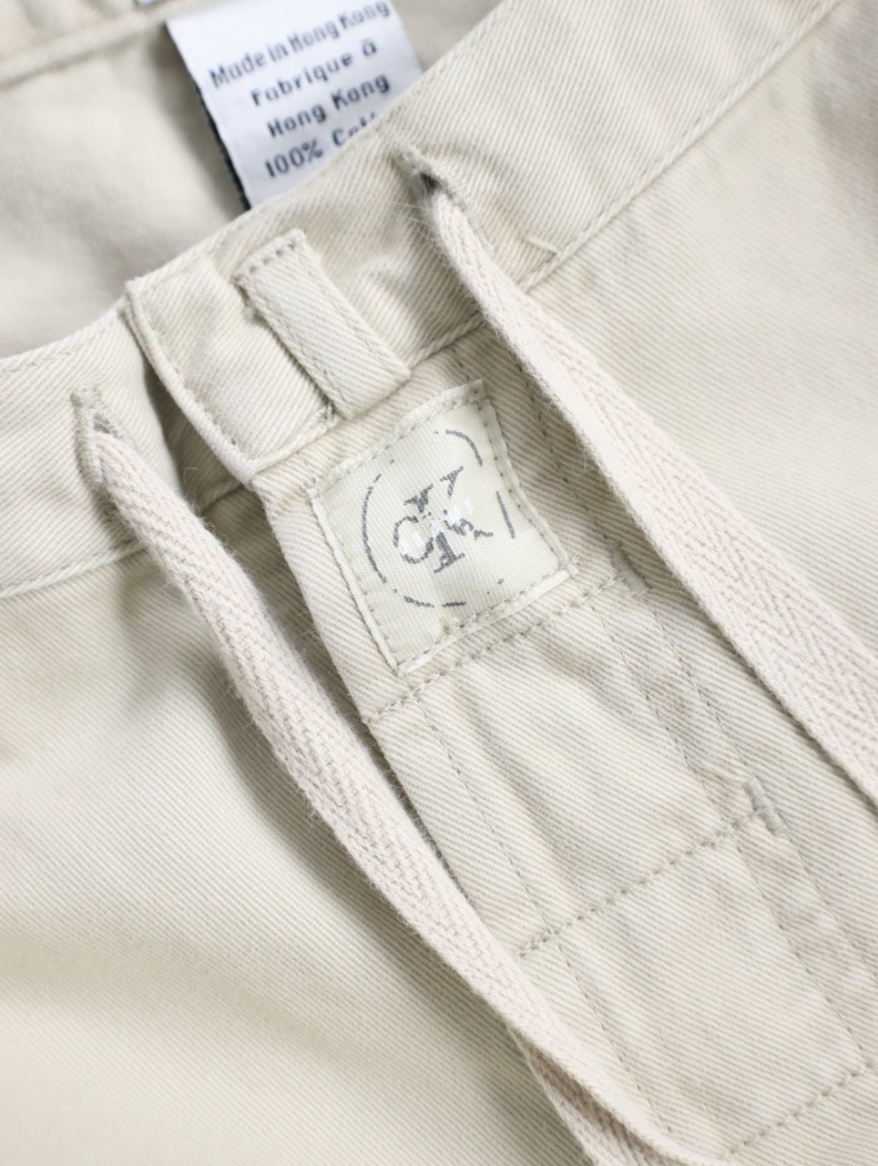 90-00s Calvin Klein cotton wide easy pants lihgtbeige