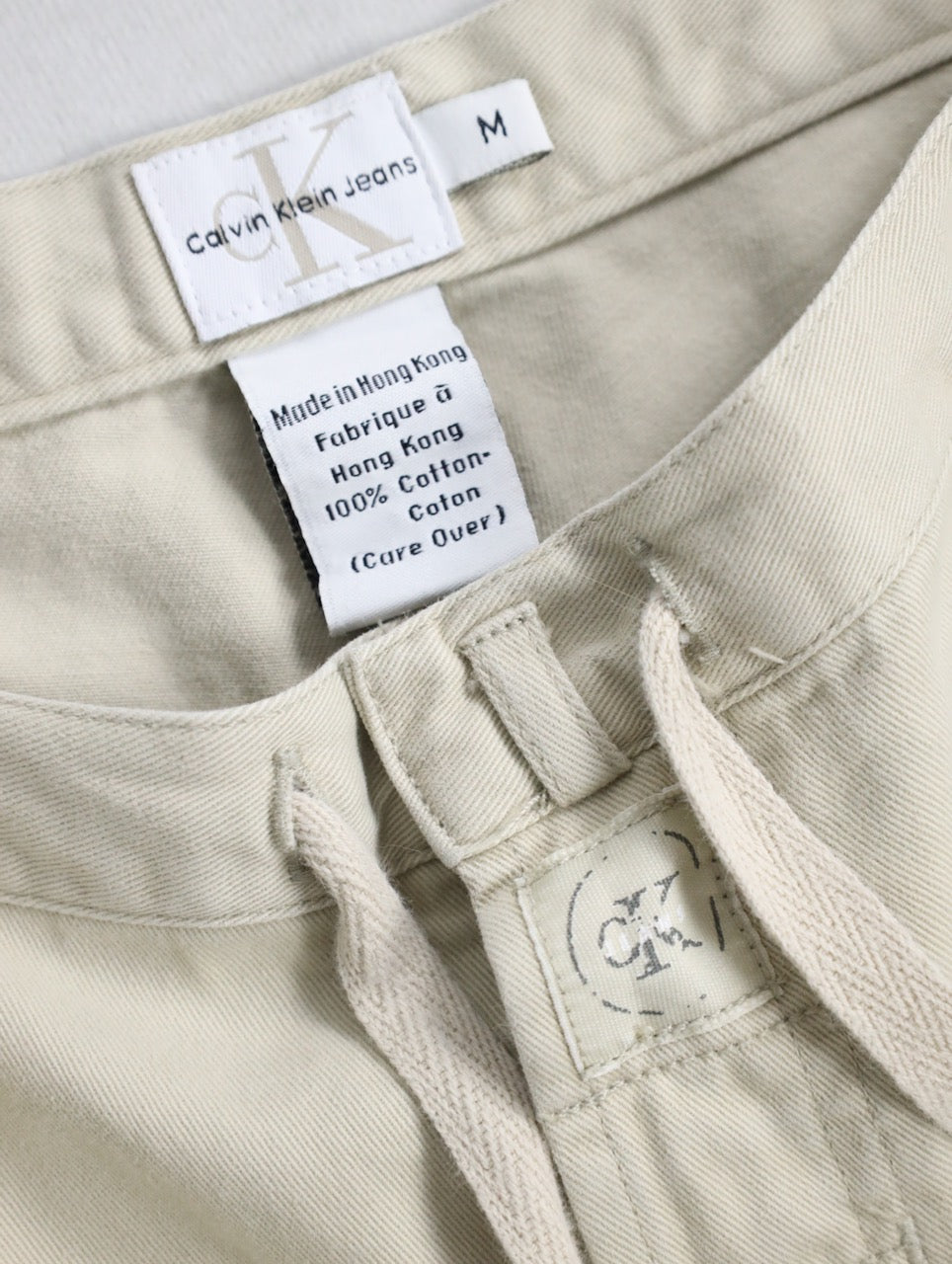 90-00s Calvin Klein cotton wide easy pants lihgtbeige