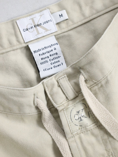 90-00s Calvin Klein cotton wide easy pants lihgtbeige