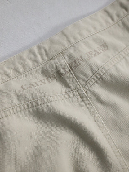 90-00s Calvin Klein cotton wide easy pants lihgtbeige