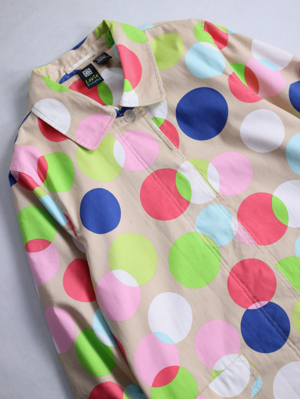 color dot half balmacaan coat multi