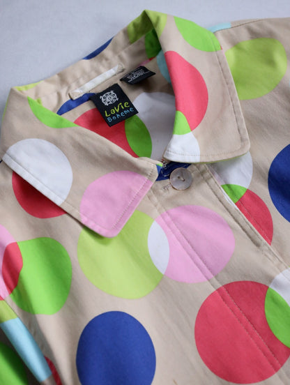 color dot half balmacaan coat multi