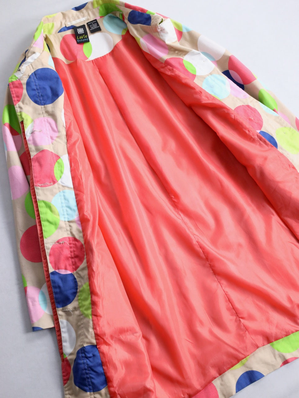 color dot half balmacaan coat multi